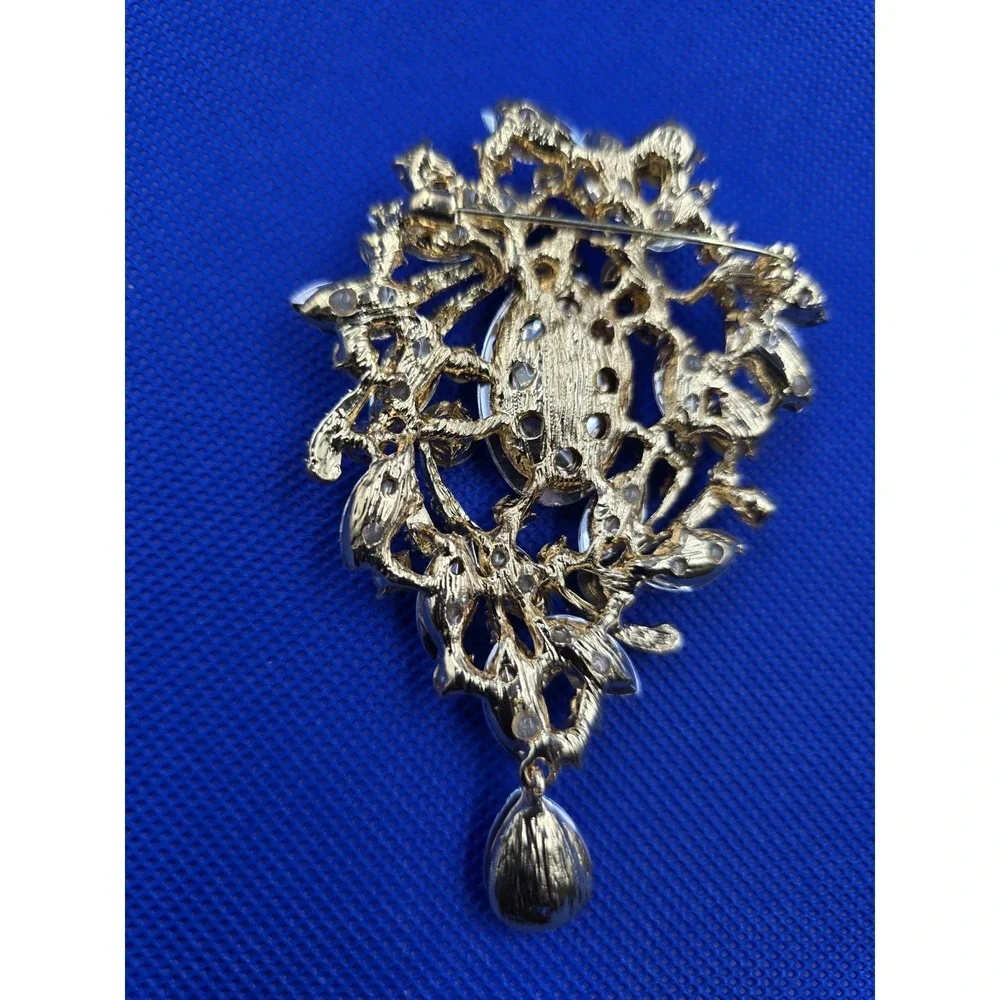 Retro‎ Shiny Glass Rhinestone Alloy Brooch, Exaggerated Coat Accessories Pin